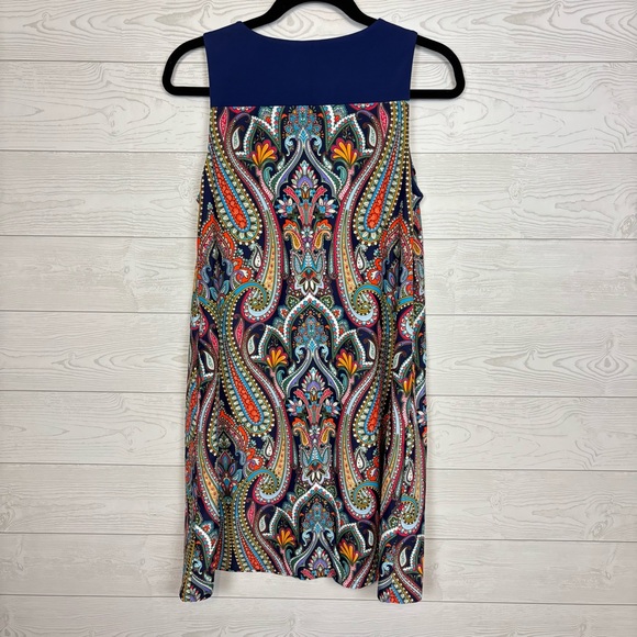 JUDE CONNALLY MULTICOLOR SHIFT DRESS SIZE SMALL NAVY BLUE - Picture 6 of 7